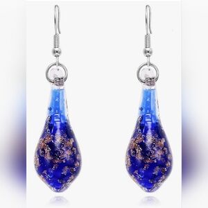 Elegant Blue and Gold Teardrop Earrings